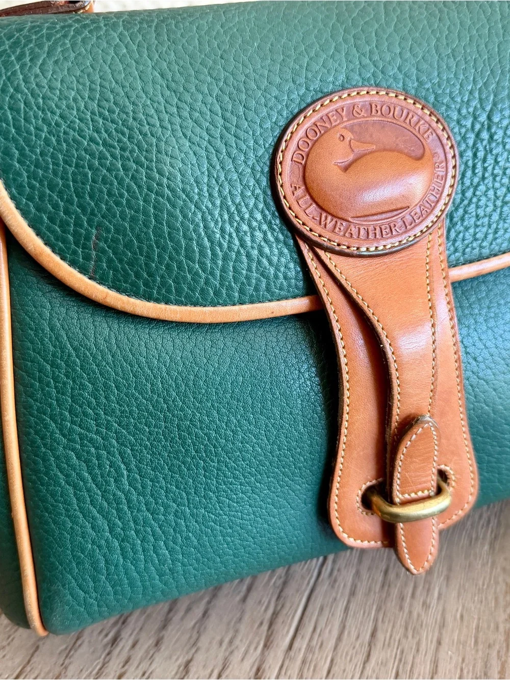 Vintage Dooney & Bourke AWL Surrey Satchel Forest Green British Tan